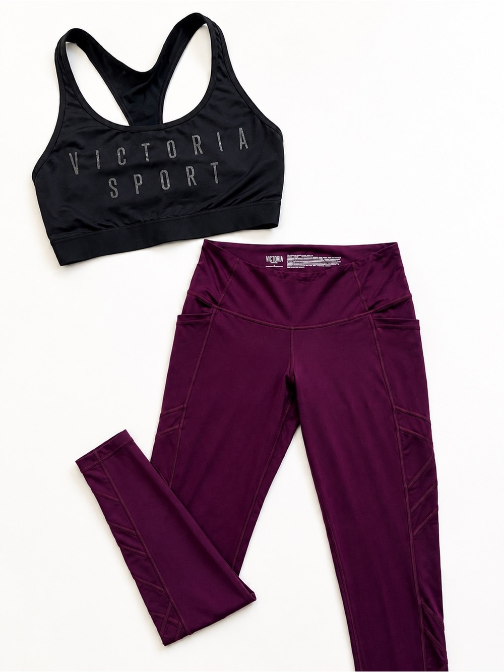 Victoria's Secret Sport Knockout Leggings Medium Long Berry Plum Pocket